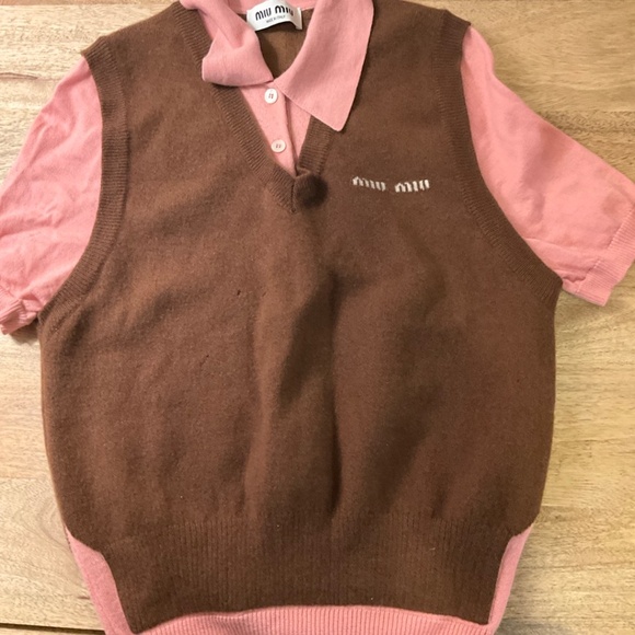 Miu Miu layered wool and cashmere polo shirt size 36 - Picture 12 of 12